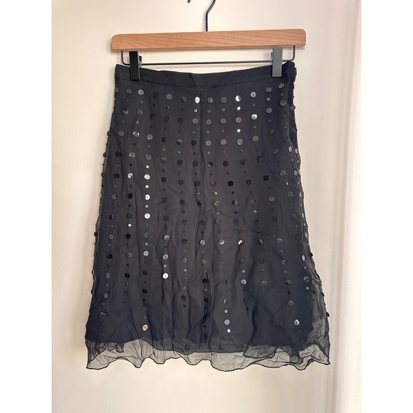 SILKLAND PETITE Dresses & Skirts - Unavailable - SILKLAND PETITE Black Beaded Sequin Sheer Overlay Skirt Petite
